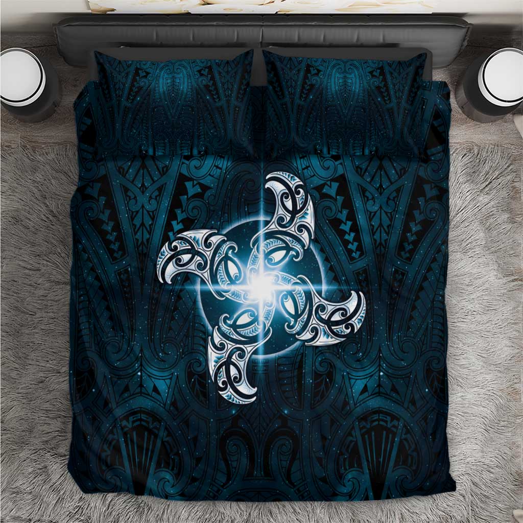 New Zealand Matariki Waita Bedding Set Maori Moko Dark Blue Galaxy LT05 Blue - Polynesian Pride