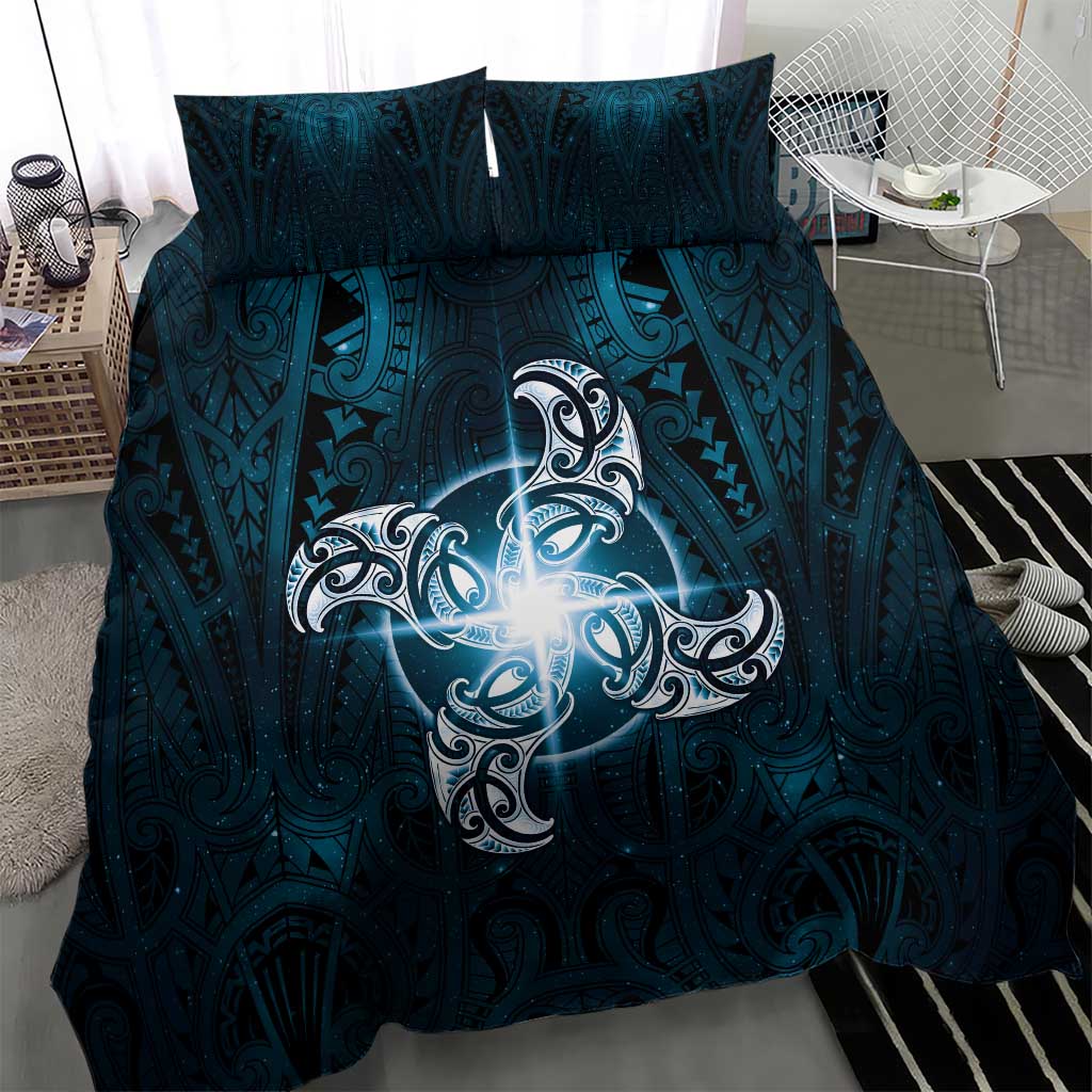 New Zealand Matariki Waita Bedding Set Maori Moko Dark Blue Galaxy LT05 - Polynesian Pride
