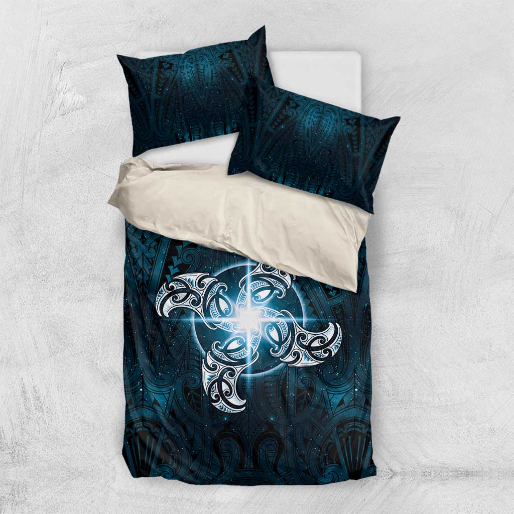 New Zealand Matariki Waita Bedding Set Maori Moko Dark Blue Galaxy LT05 US Twin 172cm x 218cm Blue - Polynesian Pride