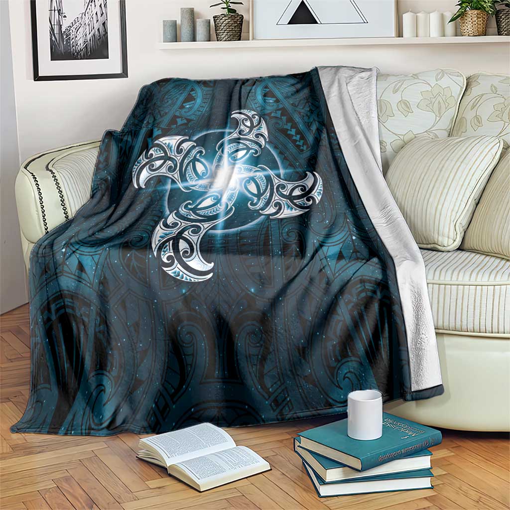 New Zealand Matariki Waita Blanket Maori Moko Dark Blue Galaxy LT05 Blue - Polynesian Pride
