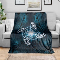 New Zealand Matariki Waita Blanket Maori Moko Dark Blue Galaxy LT05 - Polynesian Pride