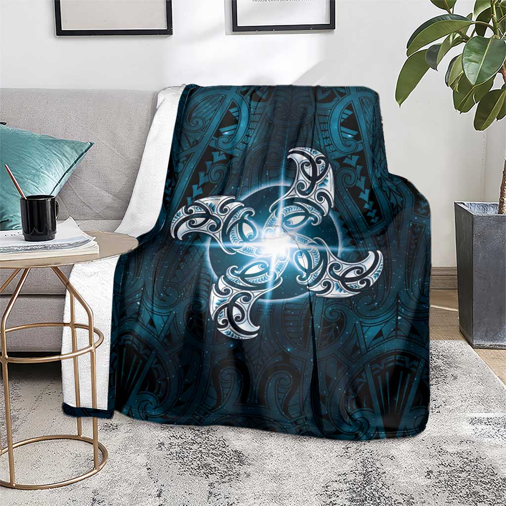 New Zealand Matariki Waita Blanket Maori Moko Dark Blue Galaxy LT05 - Polynesian Pride