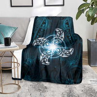 New Zealand Matariki Waita Blanket Maori Moko Dark Blue Galaxy LT05 - Polynesian Pride