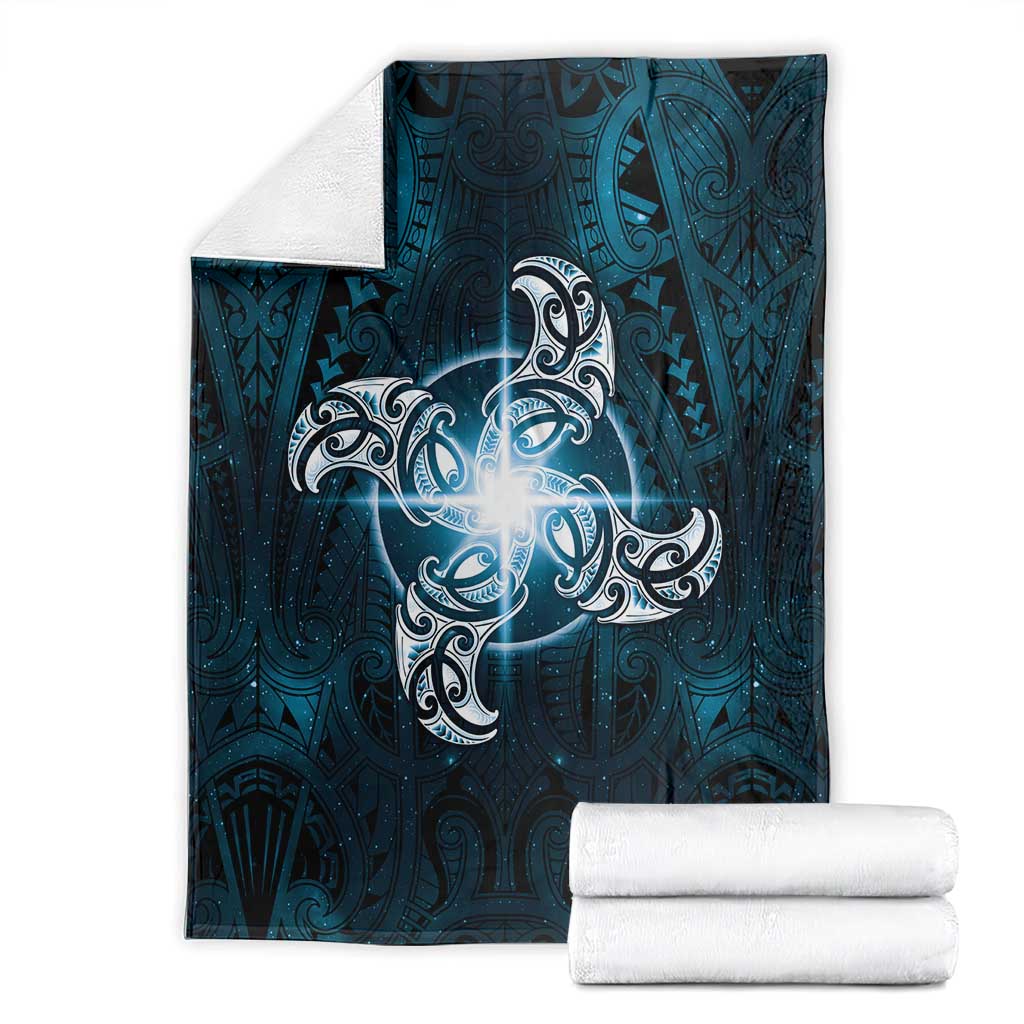 New Zealand Matariki Waita Blanket Maori Moko Dark Blue Galaxy LT05 - Polynesian Pride