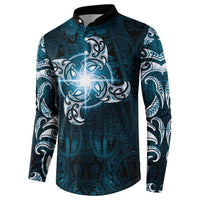 New Zealand Matariki Waita Button Sweatshirt Maori Moko Dark Blue Galaxy LT05 - Polynesian Pride