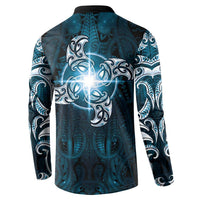 New Zealand Matariki Waita Button Sweatshirt Maori Moko Dark Blue Galaxy LT05 - Polynesian Pride