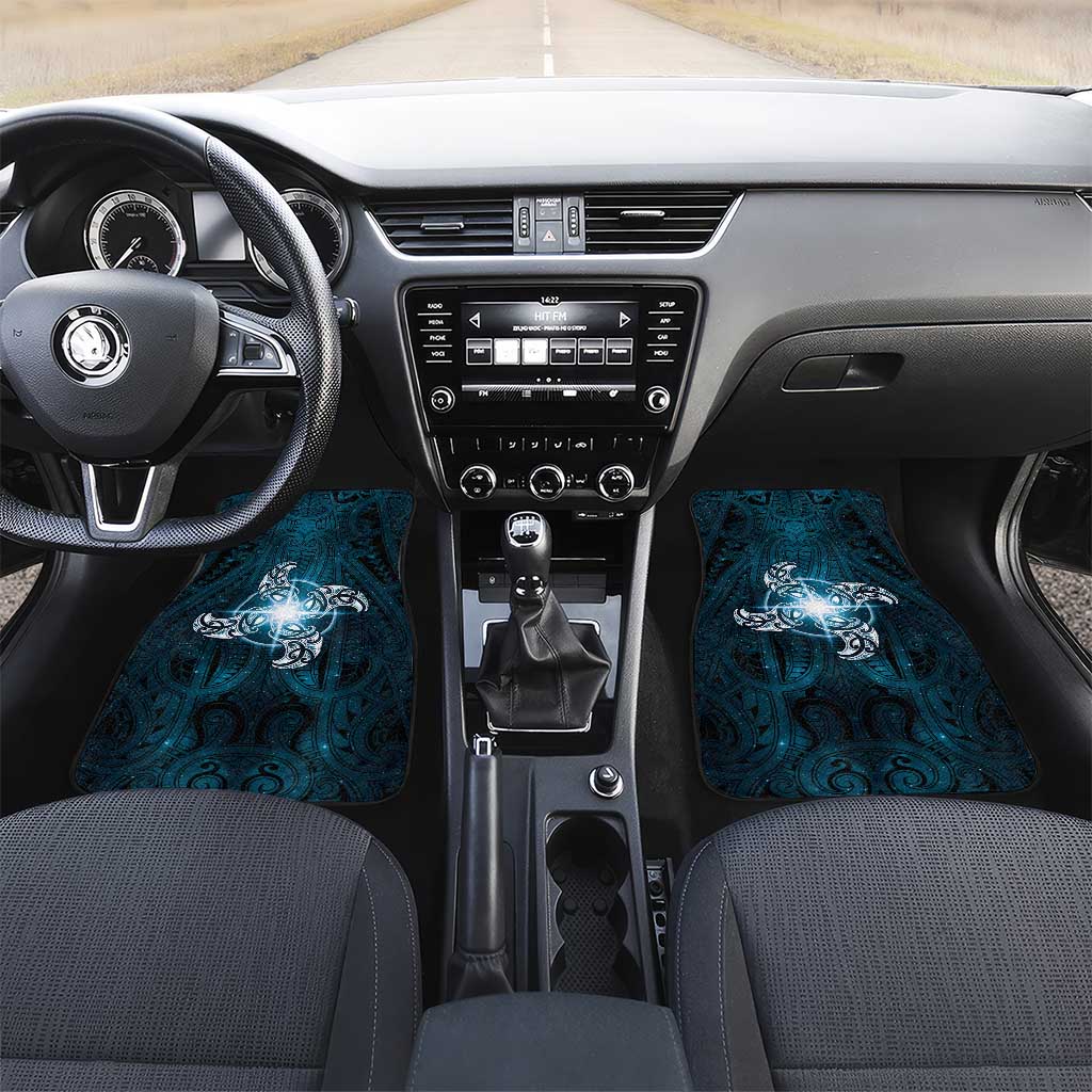 New Zealand Matariki Waita Car Mats Maori Moko Dark Blue Galaxy LT05 Set 2pcs - Front Blue - Polynesian Pride