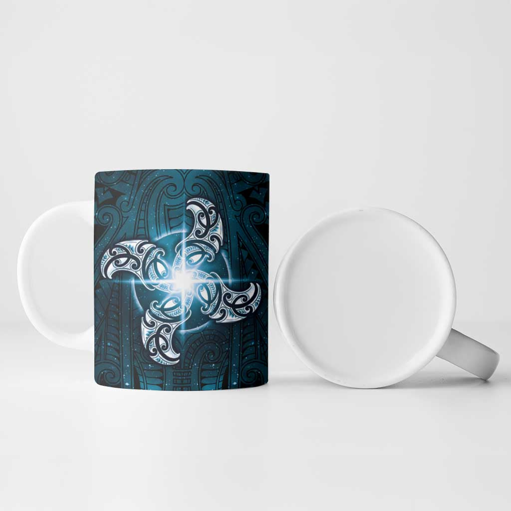 New Zealand Matariki Waita Ceramic Mug Maori Moko Dark Blue Galaxy LT05 - Polynesian Pride
