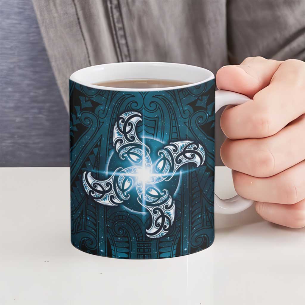 New Zealand Matariki Waita Ceramic Mug Maori Moko Dark Blue Galaxy LT05 - Polynesian Pride