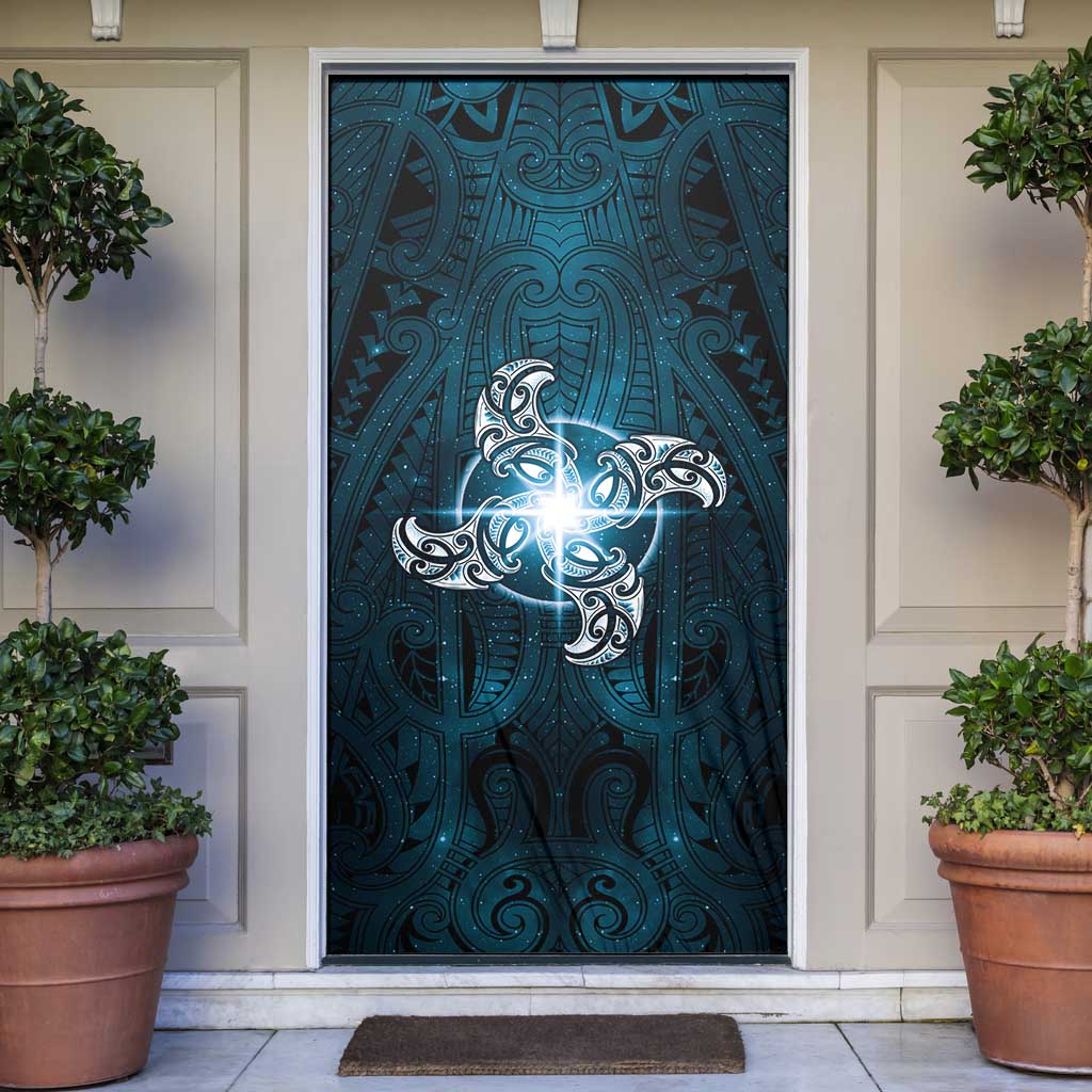 New Zealand Matariki Waita Door Cover Maori Moko Dark Blue Galaxy