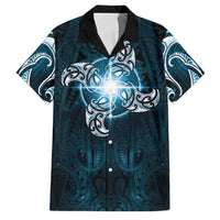New Zealand Matariki Waita Family Matching Off Shoulder Short Dress and Hawaiian Shirt Maori Moko Dark Blue Galaxy