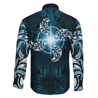 New Zealand Matariki Waita Family Matching Off Shoulder Short Dress and Hawaiian Shirt Maori Moko Dark Blue Galaxy