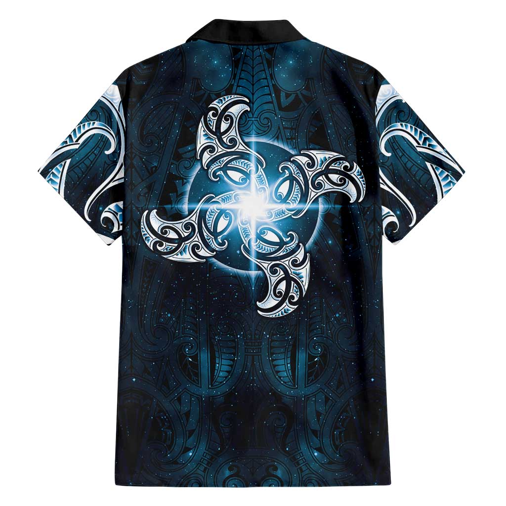 New Zealand Matariki Waita Family Matching Tank Maxi Dress and Hawaiian Shirt Maori Moko Dark Blue Galaxy