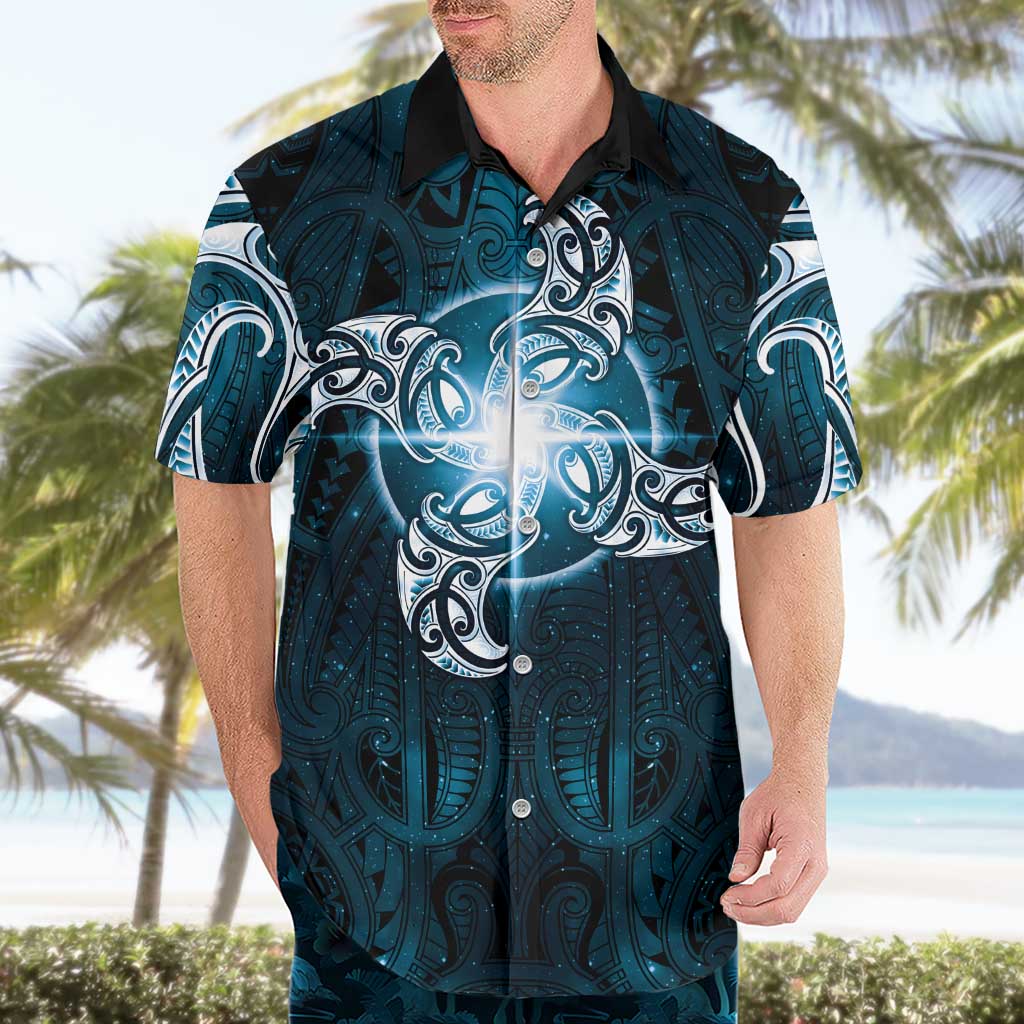 New Zealand Matariki Waita Hawaiian Shirt Maori Moko Dark Blue Galaxy LT05 - Polynesian Pride