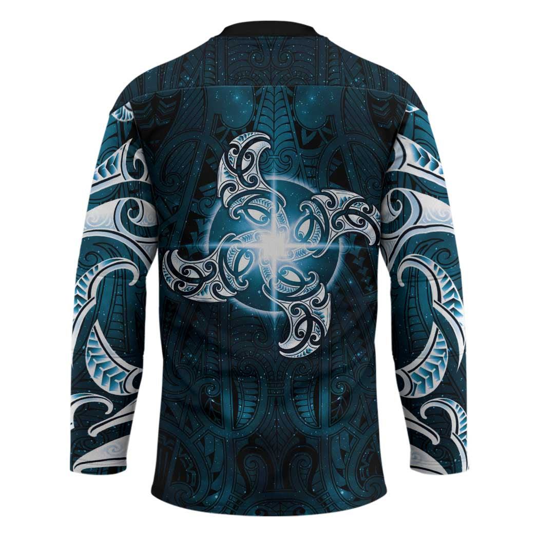 New Zealand Matariki Waita Hockey Jersey Maori Moko Dark Blue Galaxy LT05 - Polynesian Pride