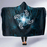New Zealand Matariki Waita Hooded Blanket Maori Moko Dark Blue Galaxy LT05 One Size Blue - Polynesian Pride