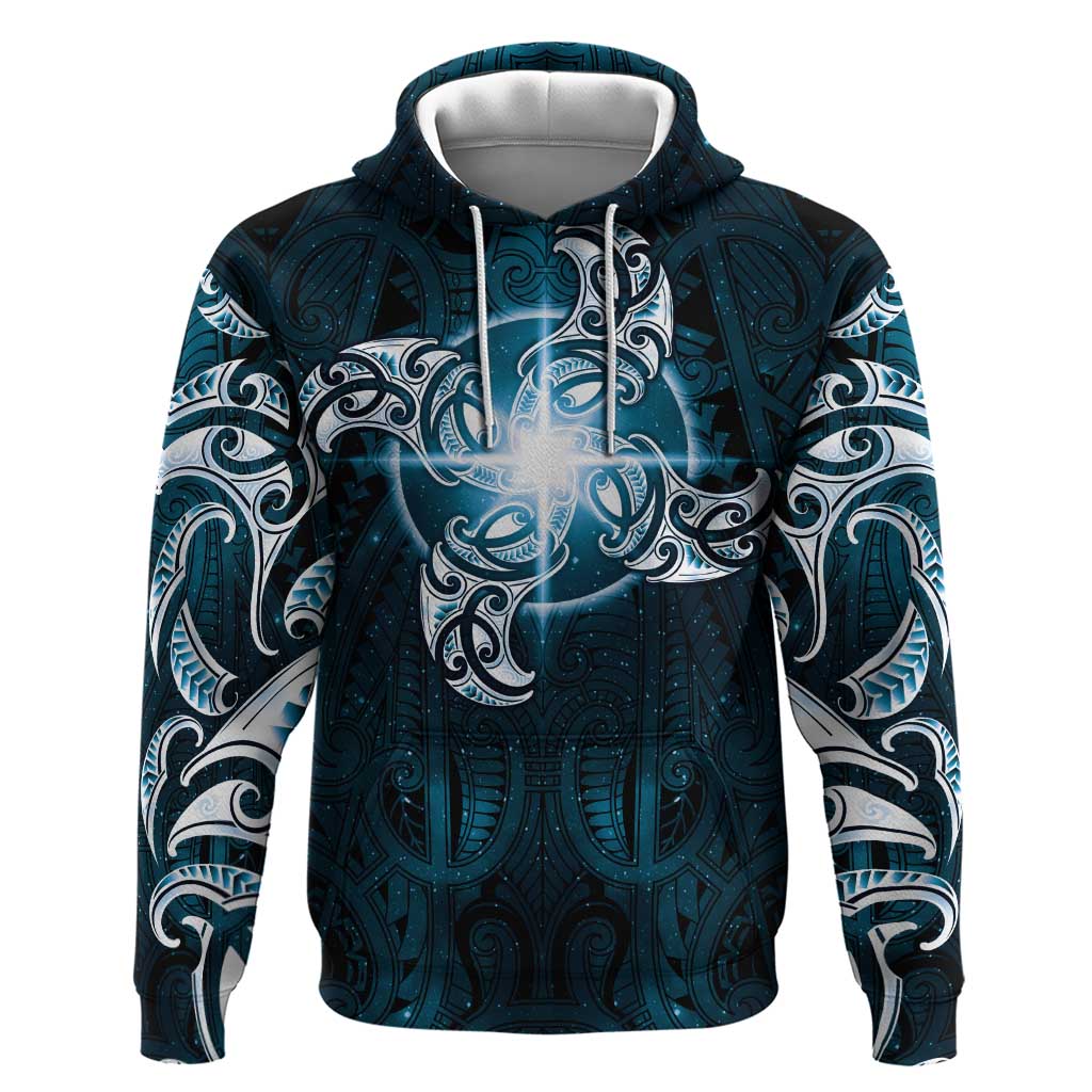 New Zealand Matariki Waita Hoodie Maori Moko Dark Blue Galaxy