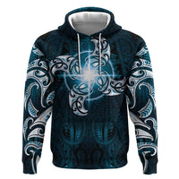 New Zealand Matariki Waita Hoodie Maori Moko Dark Blue Galaxy LT05 Pullover Hoodie Blue - Polynesian Pride