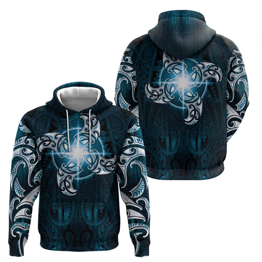 New Zealand Matariki Waita Hoodie Maori Moko Dark Blue Galaxy LT05 - Polynesian Pride