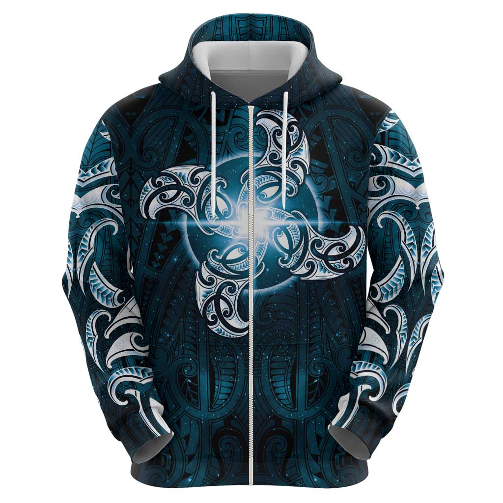 New Zealand Matariki Waita Hoodie Maori Moko Dark Blue Galaxy LT05 - Polynesian Pride