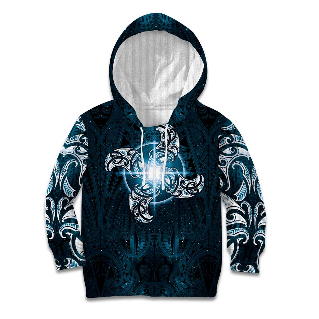 New Zealand Matariki Waita Kid Hoodie Maori Moko Dark Blue Galaxy LT05 Hoodie Blue - Polynesian Pride