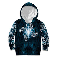 New Zealand Matariki Waita Kid Hoodie Maori Moko Dark Blue Galaxy LT05 Hoodie Blue - Polynesian Pride
