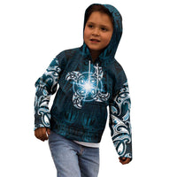 New Zealand Matariki Waita Kid Hoodie Maori Moko Dark Blue Galaxy LT05 - Polynesian Pride