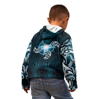 New Zealand Matariki Waita Kid Hoodie Maori Moko Dark Blue Galaxy LT05 - Polynesian Pride
