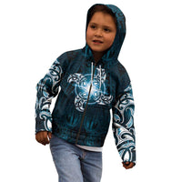 New Zealand Matariki Waita Kid Hoodie Maori Moko Dark Blue Galaxy LT05 - Polynesian Pride
