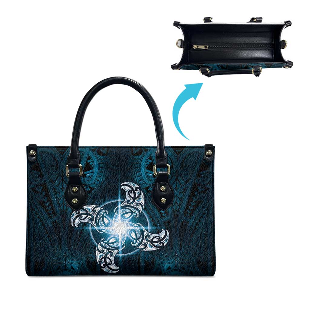 New Zealand Matariki Waita Leather Bag Maori Moko Dark Blue Galaxy LT05 - Polynesian Pride