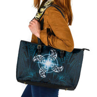New Zealand Matariki Waita Leather Tote Bag Maori Moko Dark Blue Galaxy LT05 Blue - Polynesian Pride