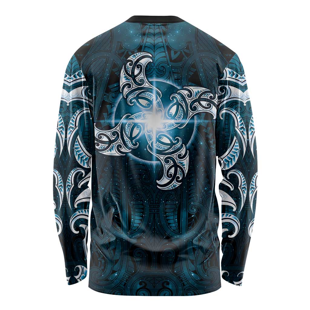 New Zealand Matariki Waita Long Sleeve Shirt Maori Moko Dark Blue Galaxy LT05 - Polynesian Pride