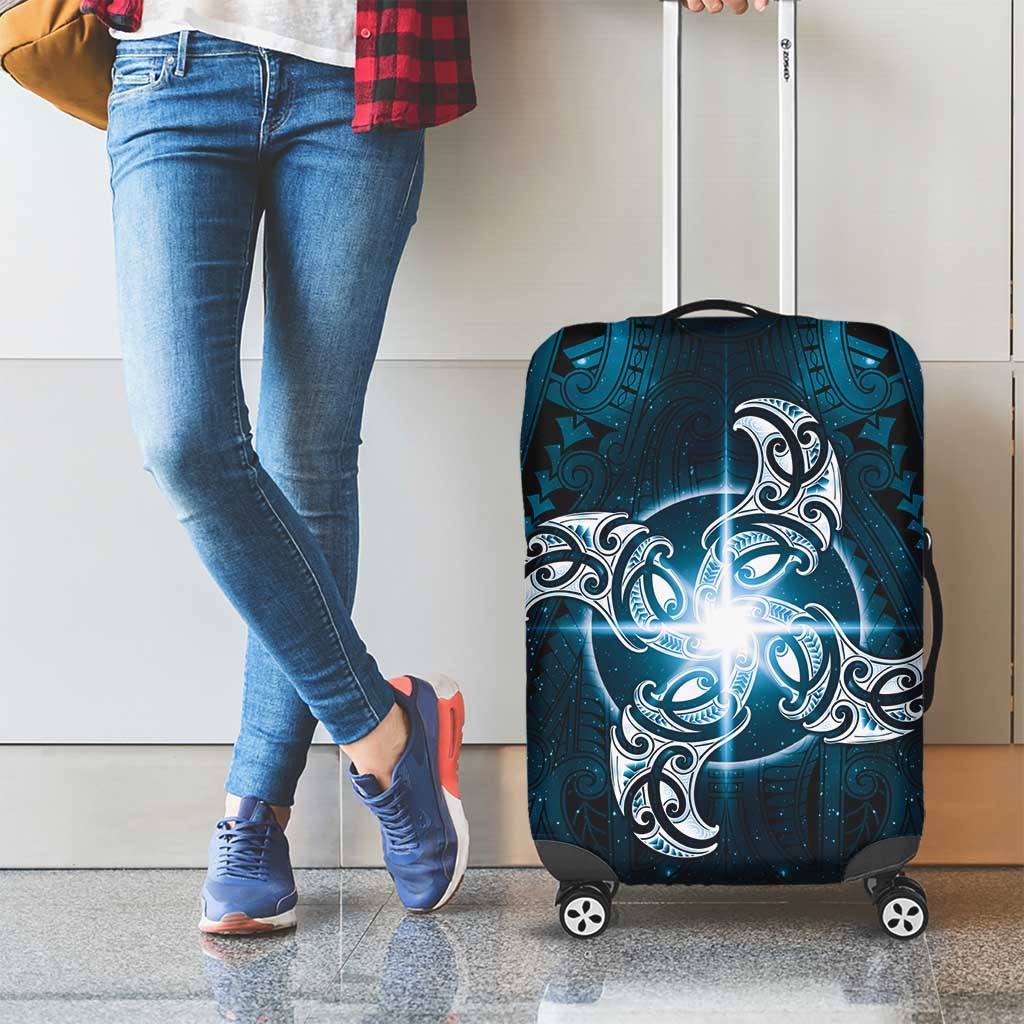 New Zealand Matariki Waita Luggage Cover Maori Moko Dark Blue Galaxy LT05 - Polynesian Pride