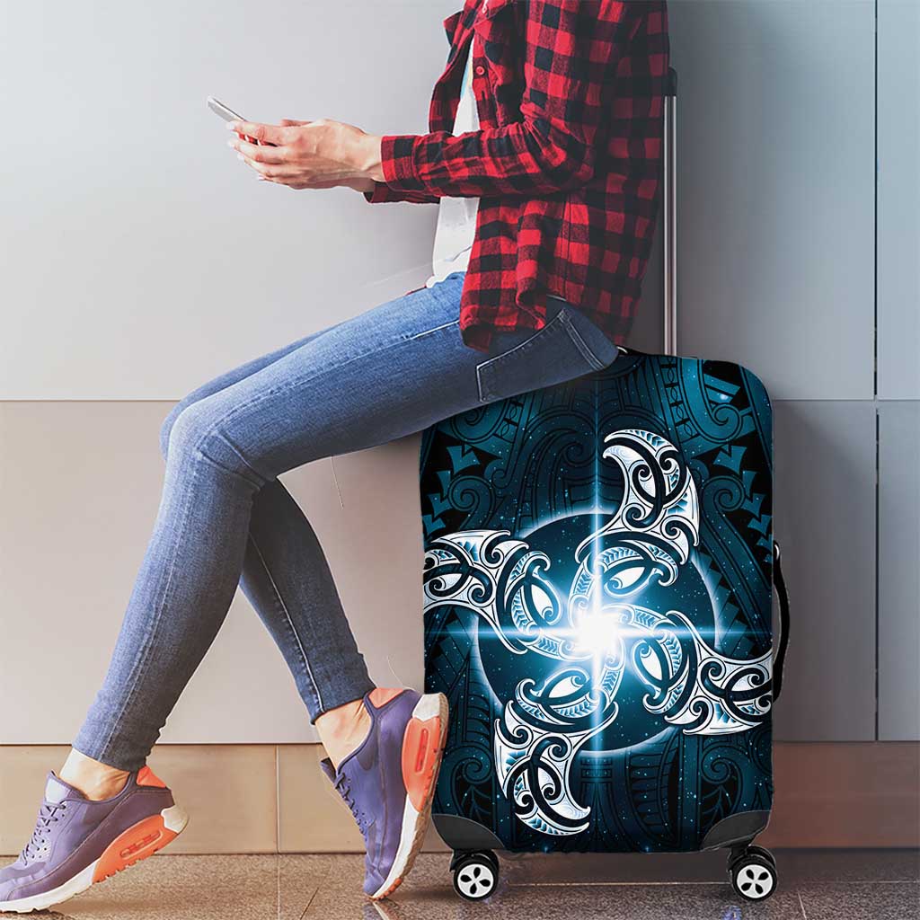 New Zealand Matariki Waita Luggage Cover Maori Moko Dark Blue Galaxy LT05 - Polynesian Pride