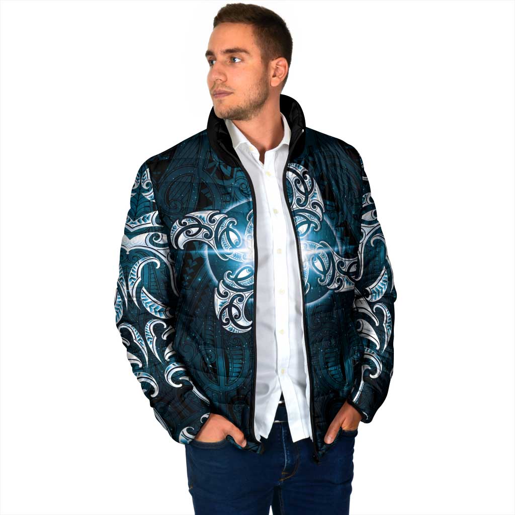 New Zealand Matariki Waita Padded Jacket Maori Moko Dark Blue Galaxy LT05 - Polynesian Pride