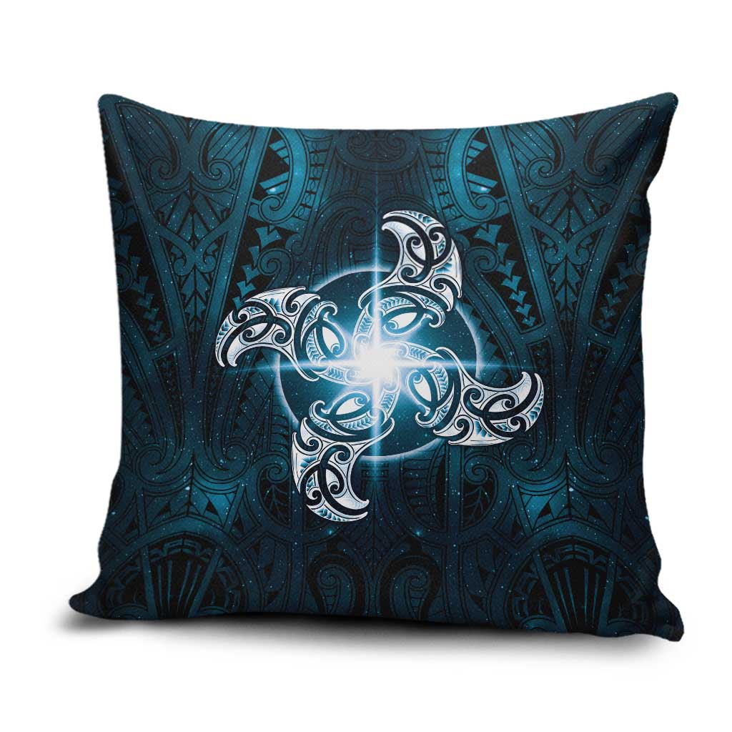 New Zealand Matariki Waita Pillow Cover Maori Moko Dark Blue Galaxy