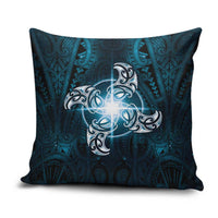 New Zealand Matariki Waita Pillow Cover Maori Moko Dark Blue Galaxy
