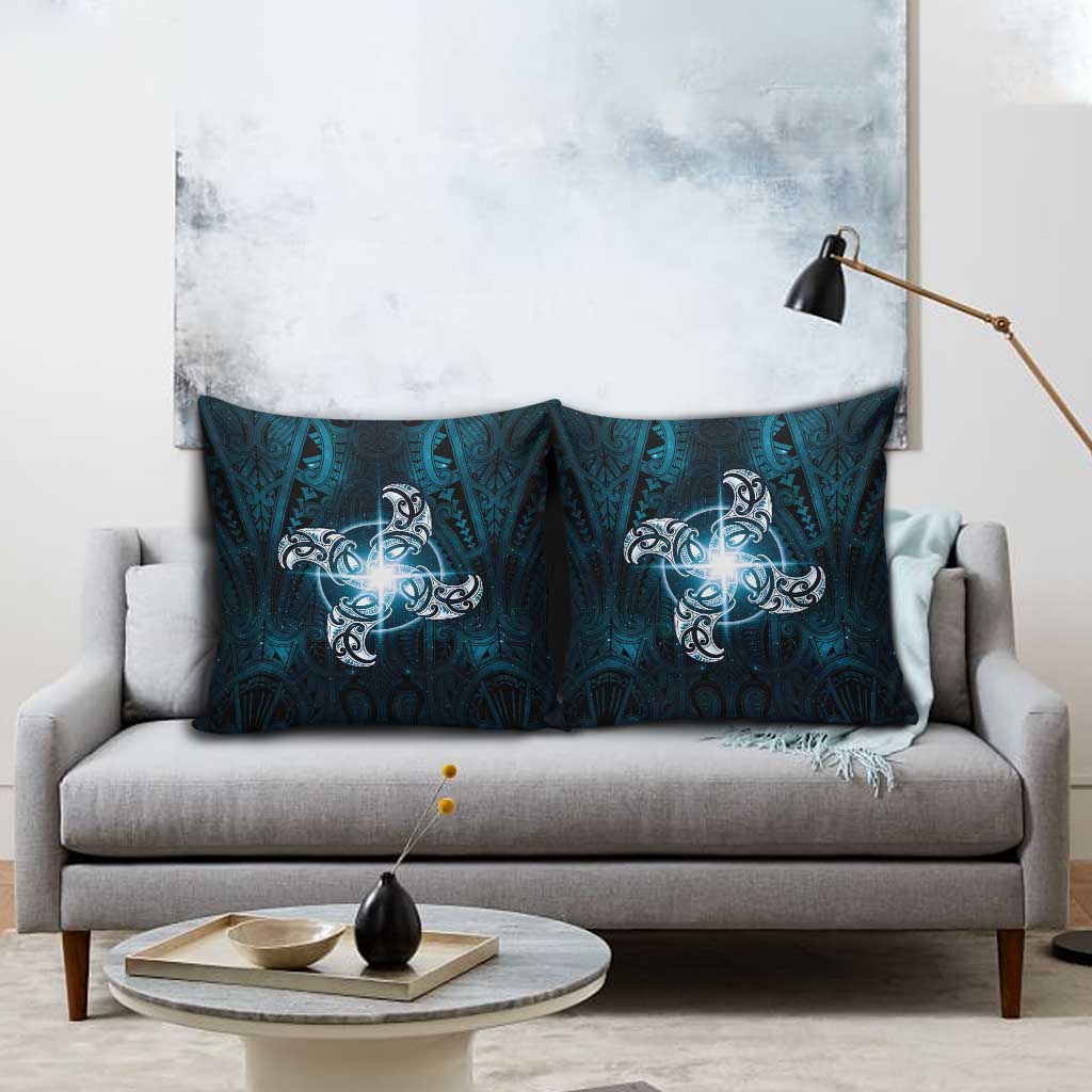 New Zealand Matariki Waita Pillow Cover Maori Moko Dark Blue Galaxy
