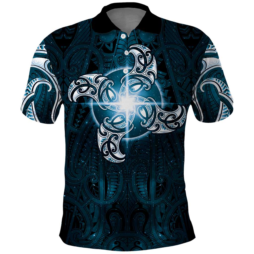 New Zealand Matariki Waita Polo Shirt Maori Moko Dark Blue Galaxy LT05 Blue - Polynesian Pride