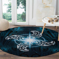 New Zealand Matariki Waita Round Carpet Maori Moko Dark Blue Galaxy LT05 - Polynesian Pride