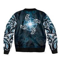 New Zealand Matariki Waita Sleeve Zip Bomber Jacket Maori Moko Dark Blue Galaxy LT05 - Polynesian Pride