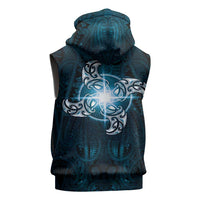 New Zealand Matariki Waita Sleeveless Hoodie Maori Moko Dark Blue Galaxy LT05 - Polynesian Pride