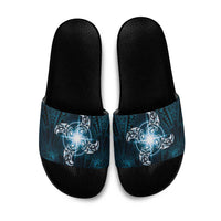 New Zealand Matariki Waita Slide Sandals Maori Moko Dark Blue Galaxy