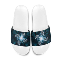 New Zealand Matariki Waita Slide Sandals Maori Moko Dark Blue Galaxy