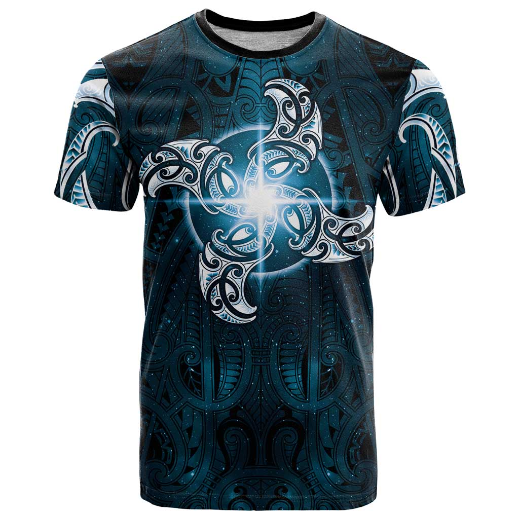 New Zealand Matariki Waita T Shirt Maori Moko Dark Blue Galaxy LT05 Blue - Polynesian Pride