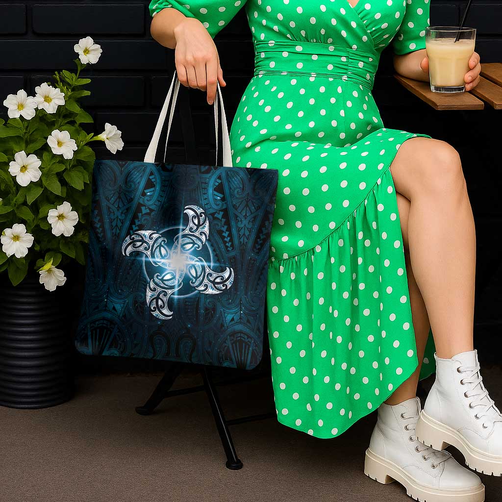 New Zealand Matariki Waita Tote Bag Maori Moko Dark Blue Galaxy LT05 - Polynesian Pride