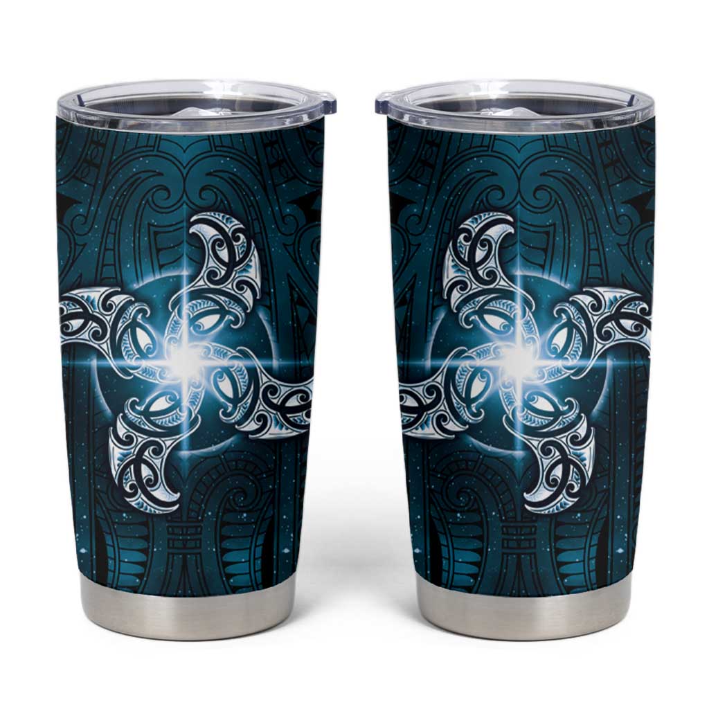 New Zealand Matariki Waita Tumbler Cup Maori Moko Dark Blue Galaxy LT05 Blue - Polynesian Pride