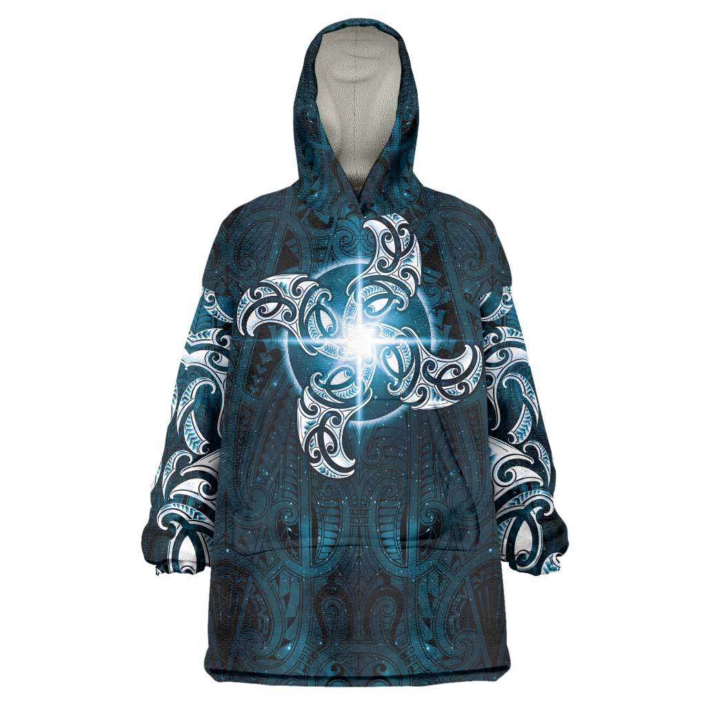 New Zealand Matariki Waita Wearable Blanket Hoodie Maori Moko Dark Blue Galaxy LT05 One Size Blue - Polynesian Pride