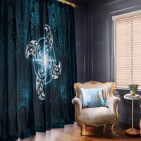 New Zealand Matariki Waita Window Curtain Maori Moko Dark Blue Galaxy LT05 - Polynesian Pride
