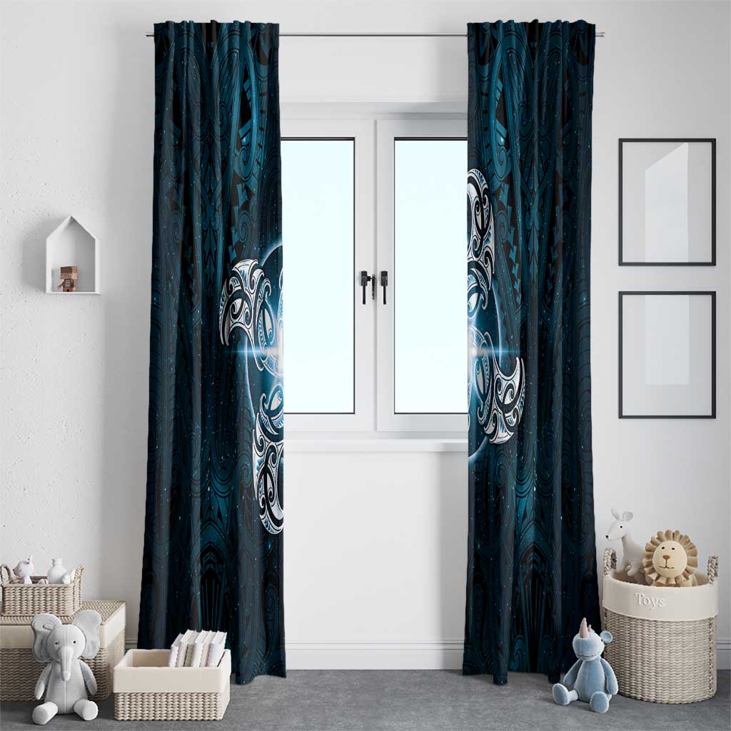New Zealand Matariki Waita Window Curtain Maori Moko Dark Blue Galaxy LT05 - Polynesian Pride